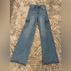 YMI Light Blue Flare Jeans with Pockets High rise skater size 00